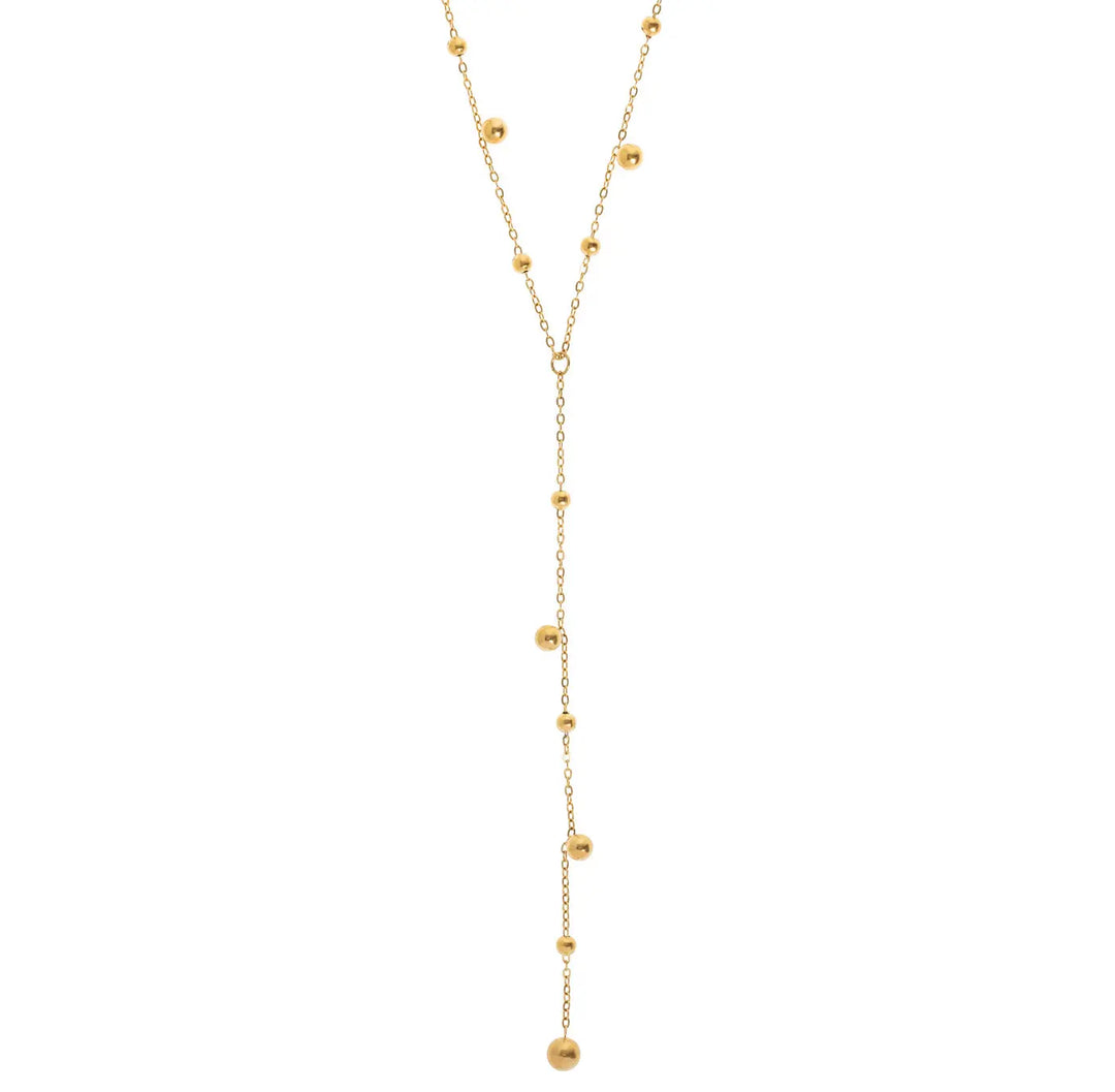 Klara - Lariat Necklace with Gold Dots Stainless Steel