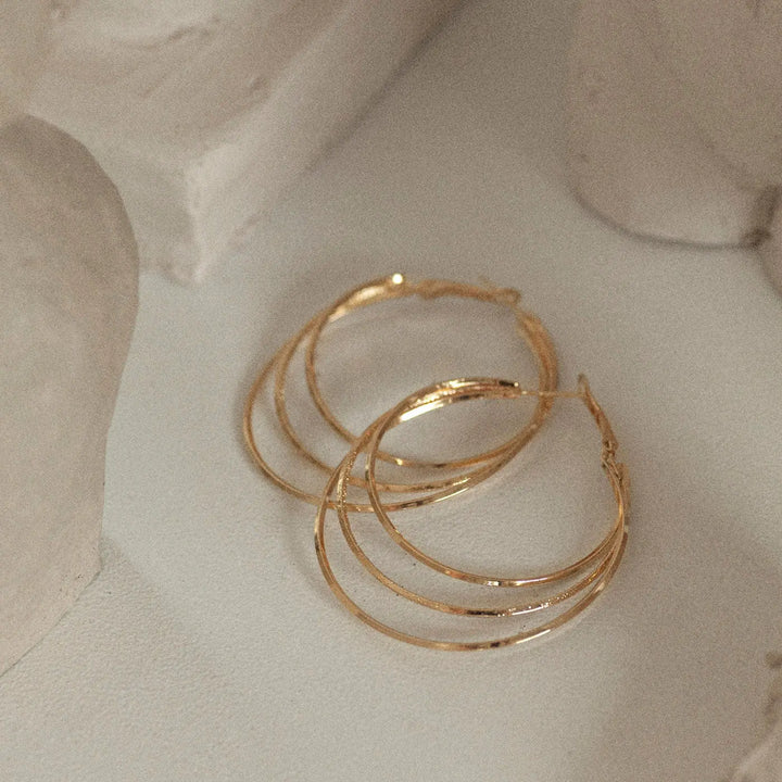 Eleonora - Thin Triple Hoop Earrings