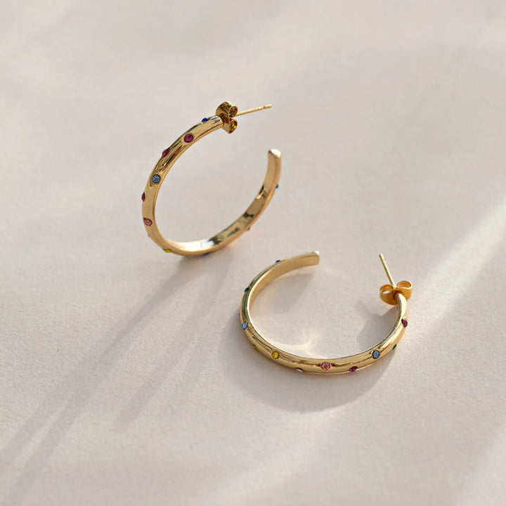 Nandi - Multi Colored Crystal Hoop Earrings Timi of Sweden