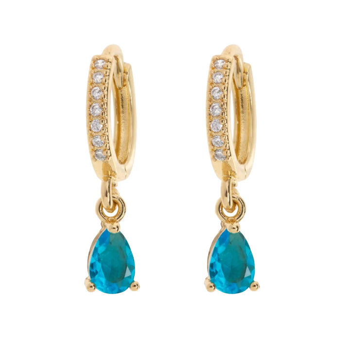 August - Blue Crystal Hoop Earrings