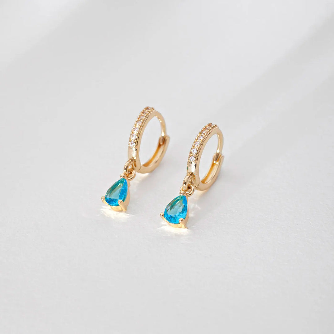 August - Blue Crystal Hoop Earrings