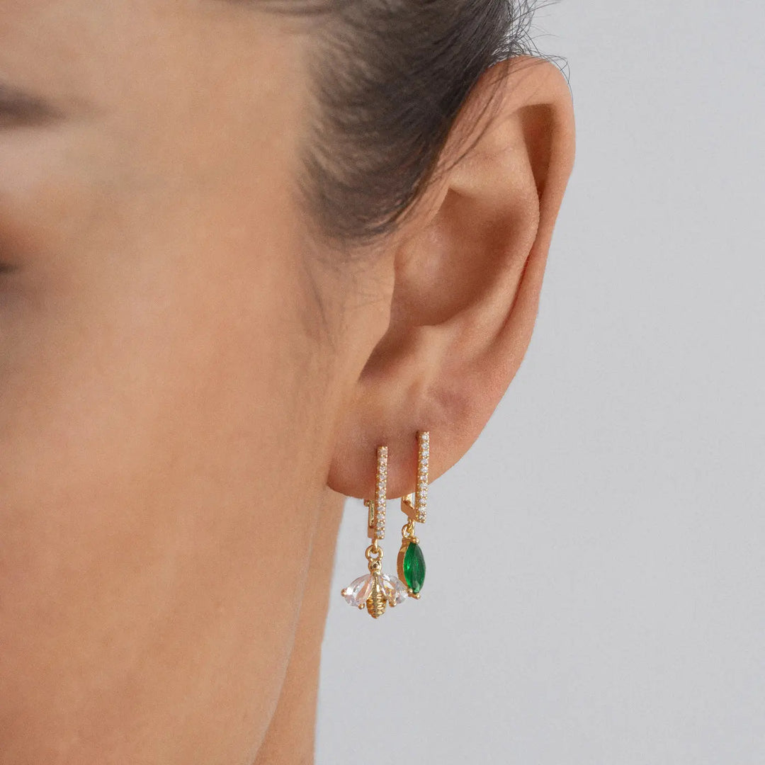 Beatrice - Crystal Bee Hoop Earrings