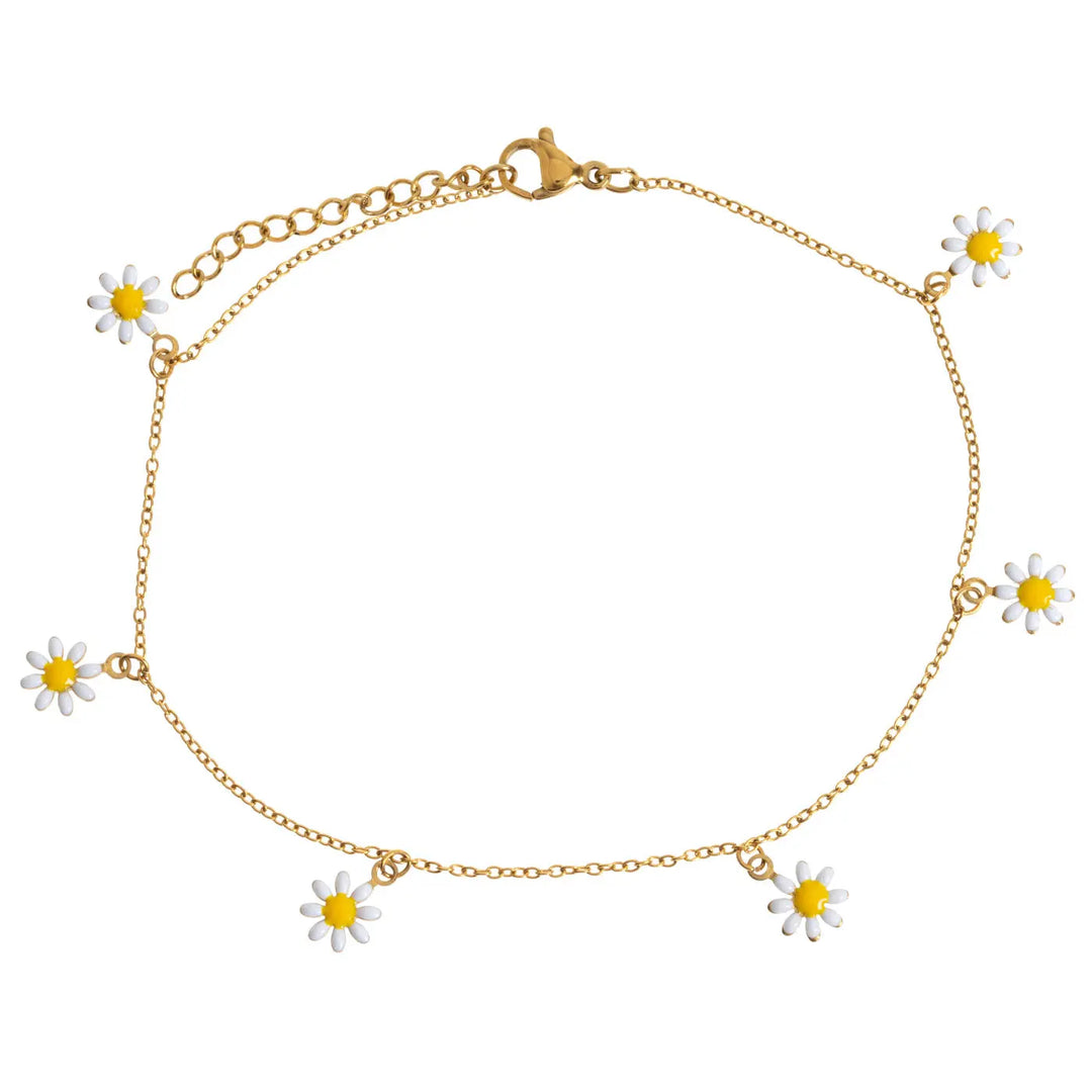 Astrid - Daisy Flowers Anklet Stainless Steel