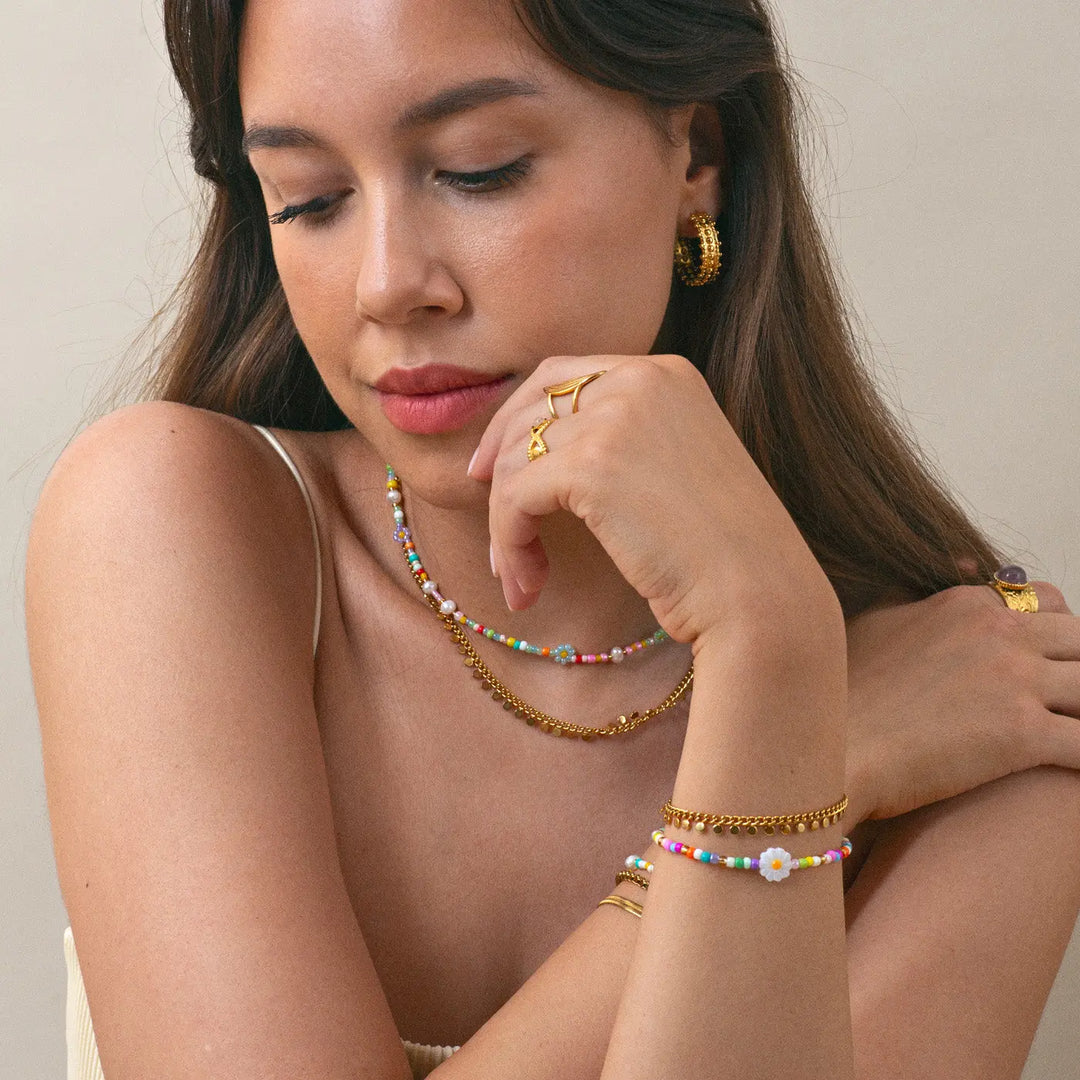 Tove - Daisy Flower Colorful Bead Summer Bracelet  | Timi of Sweden