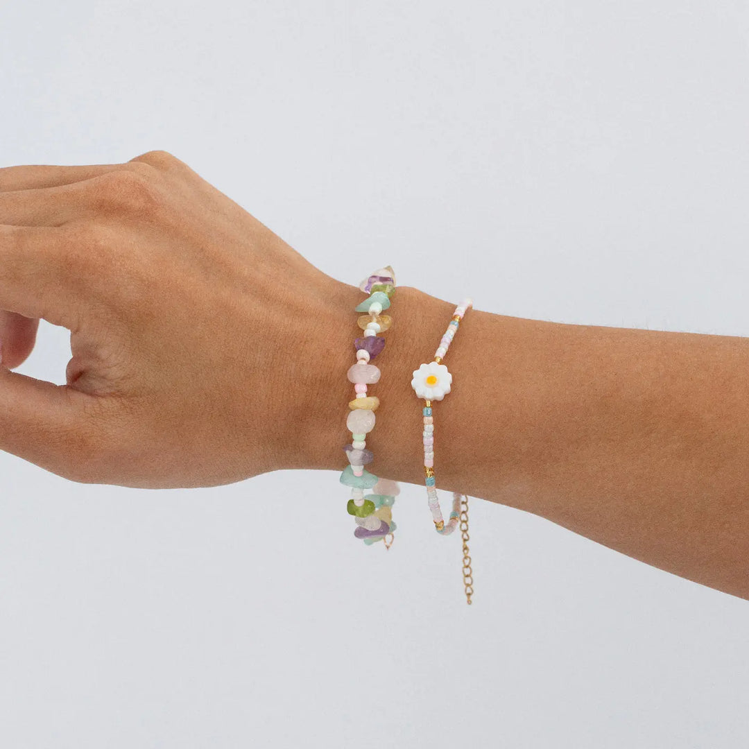 Tove - Daisy Flower Pastel Bead Bracelet