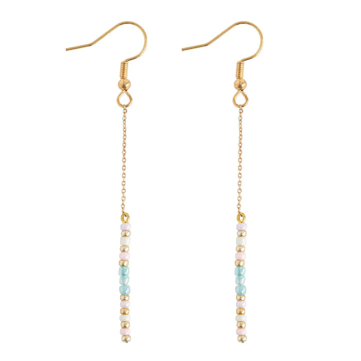 Sigrid - Flower and Pearl Pastel Bead Summer Hoop Earrings