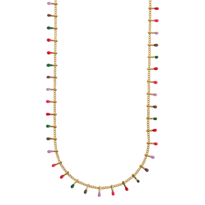 Sasha - Multi Color Enamel Necklace Stainless Steel