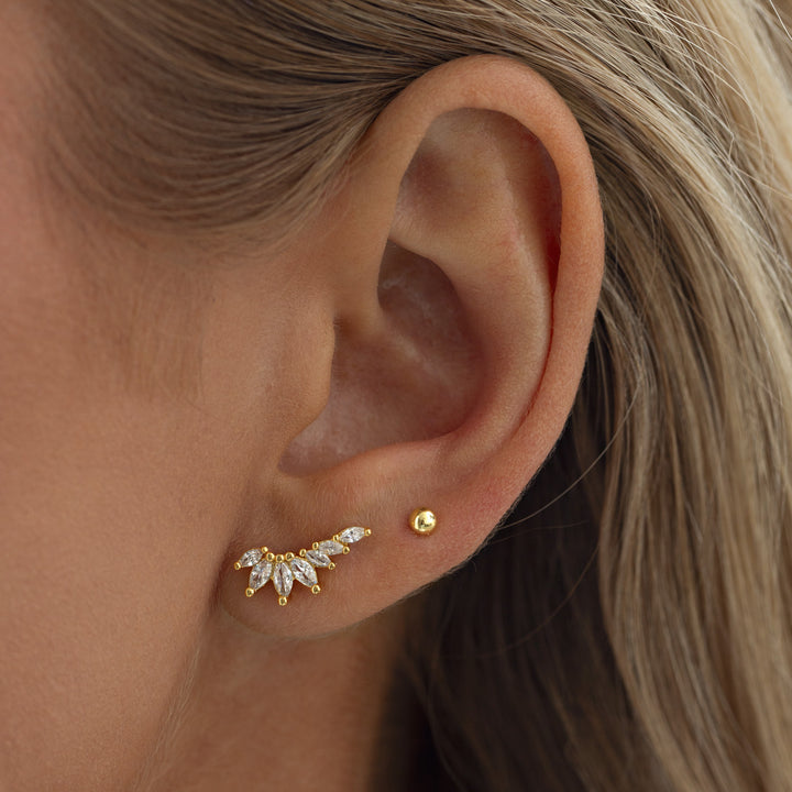 Zubi - Crystal Leaf Ear Climber Earrings