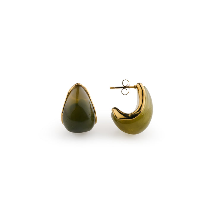 Carin - Green Resin Earrings Stainless Steel