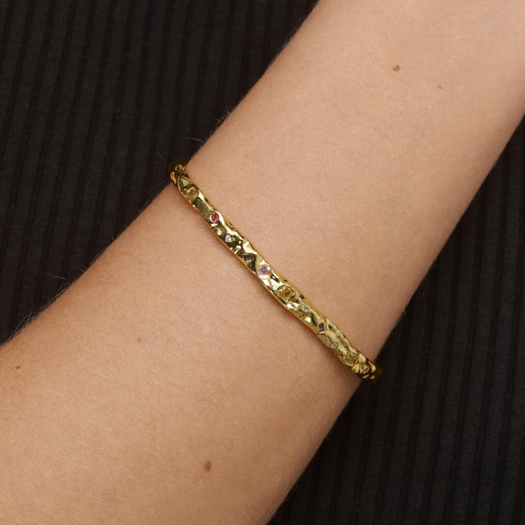 Shiloh - Crystal Bangle Bracelet Adjustable Gold
