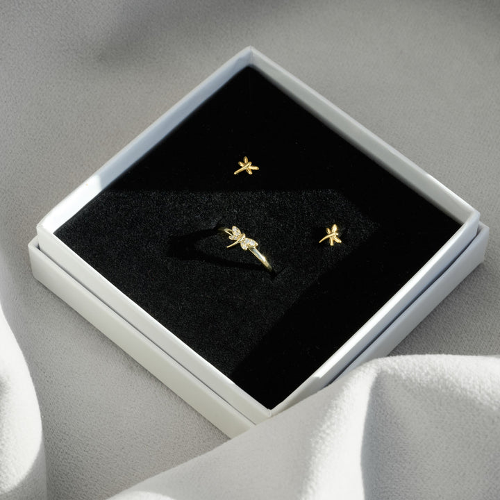 Dragonfly Ring and Earrings Gift Set