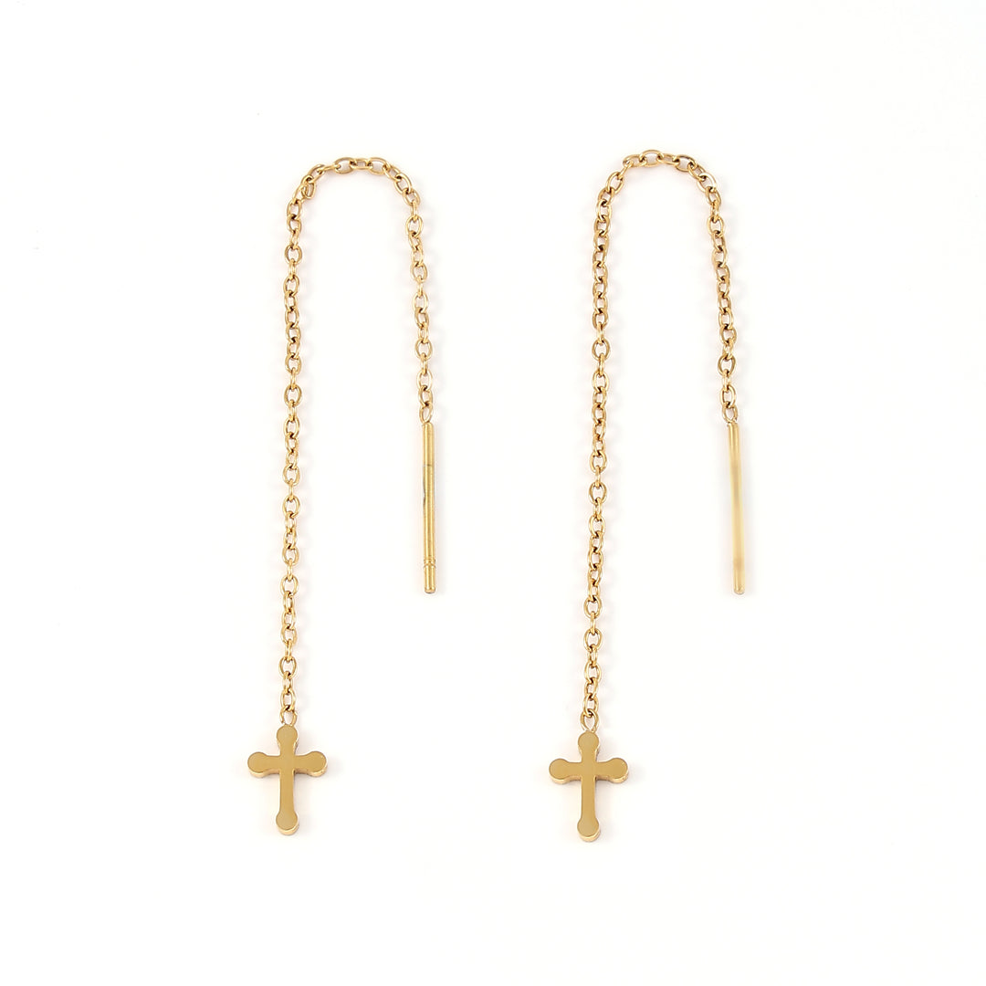 Kai - Cross Chain Earrings Stainless Steel