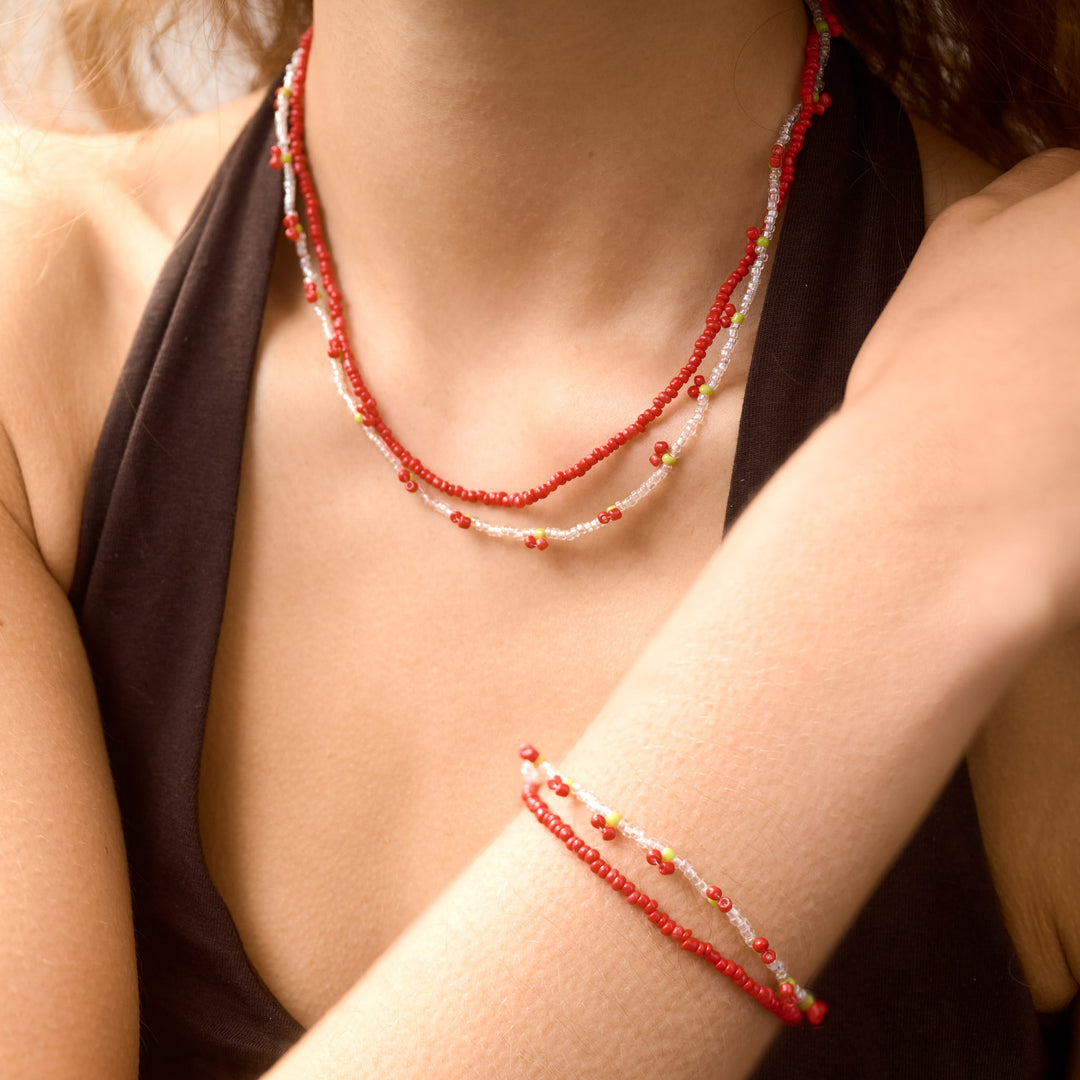 Leonie - Cherry Bead Necklace Double