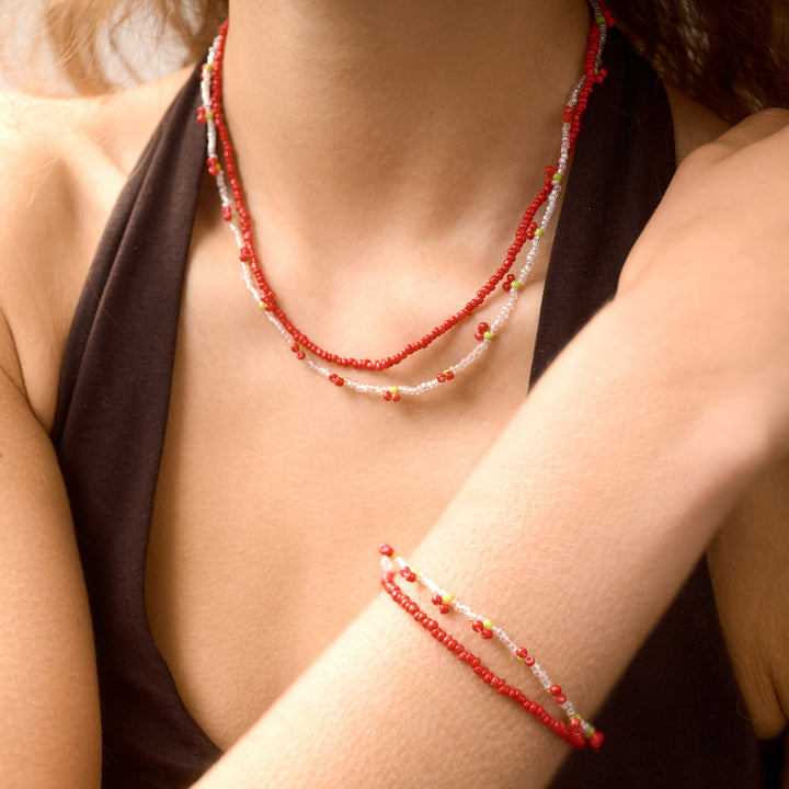 Leonie - Cherry Bead Necklace Double
