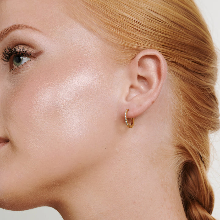 Nilea - Crystal Hoop Earrings Stainless Steel