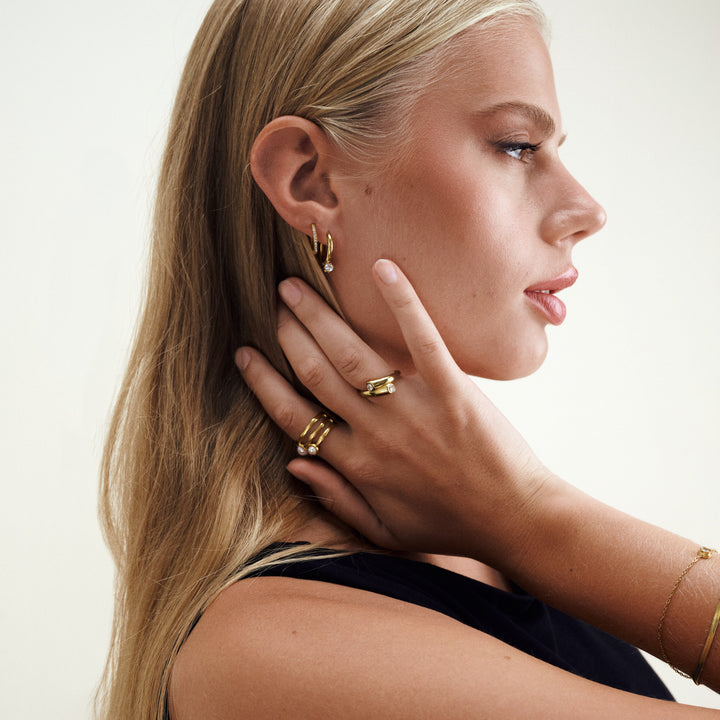 Nilea - Crystal Hoop Earrings Stainless Steel