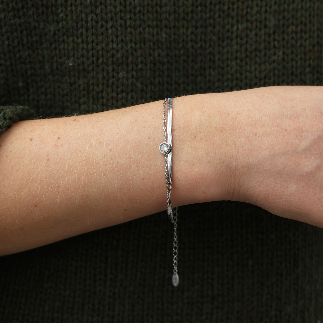 Solvej - Duo Ketting Armband Roestvrij Staal