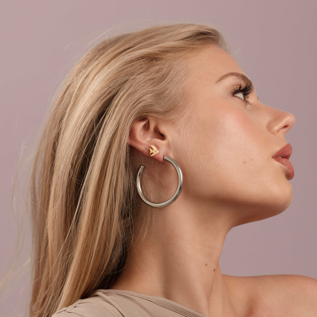 Stine - Hoop Studs Øredobber Rustfritt Stål
