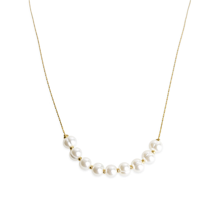 Loanna - Delicate Pearl Necklace Stainless Steel