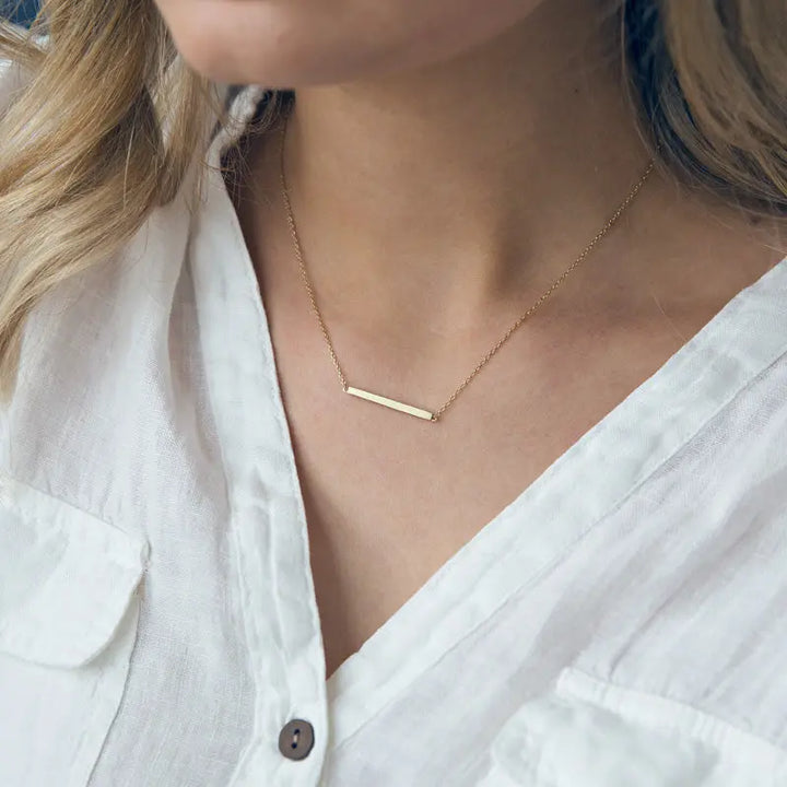 You are Strong Bar Necklace Gold