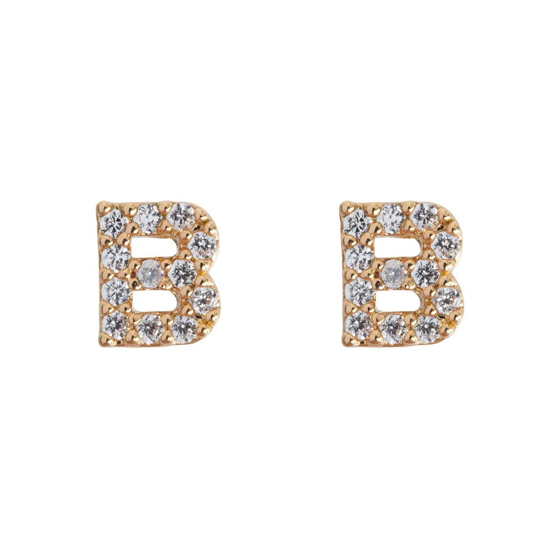 Petite chrystal letter stud earring B