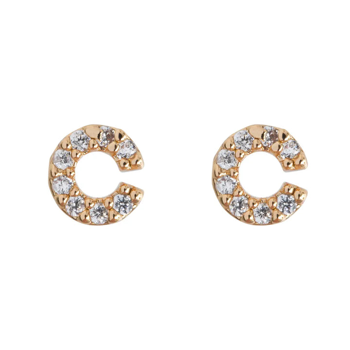 Petite chrystal letter stud earring C