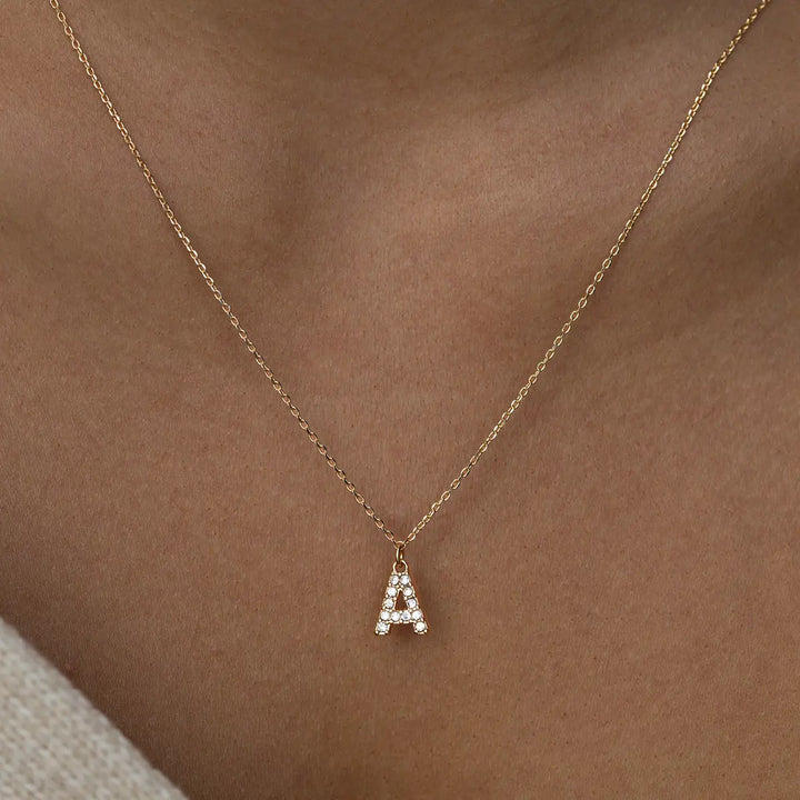 Crystal letter necklace A