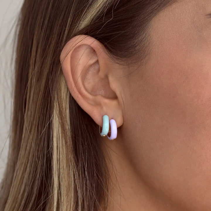 Purple Enamel Hoop Earring