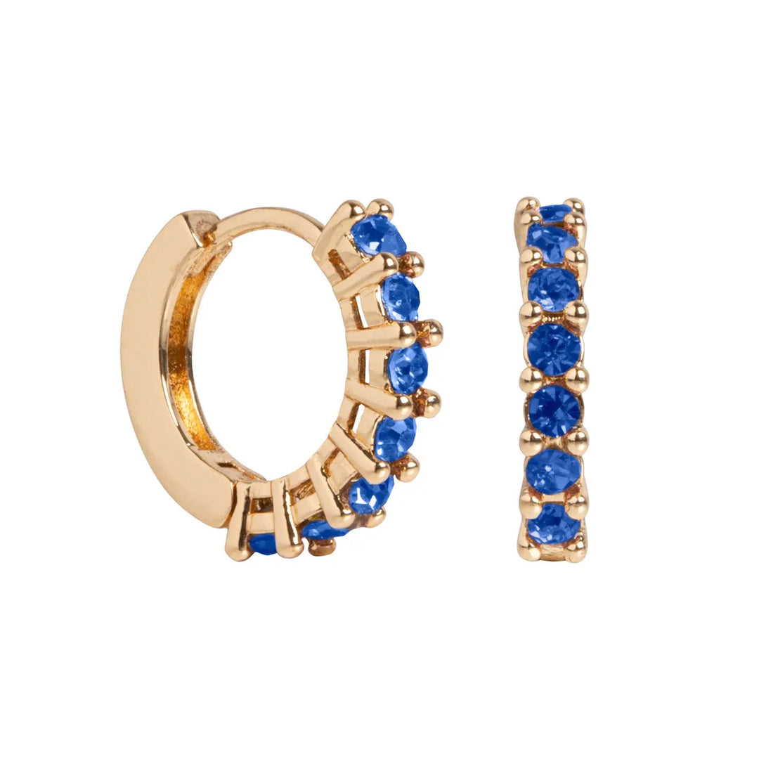 Blue Crystal Hoop Earring in Gold