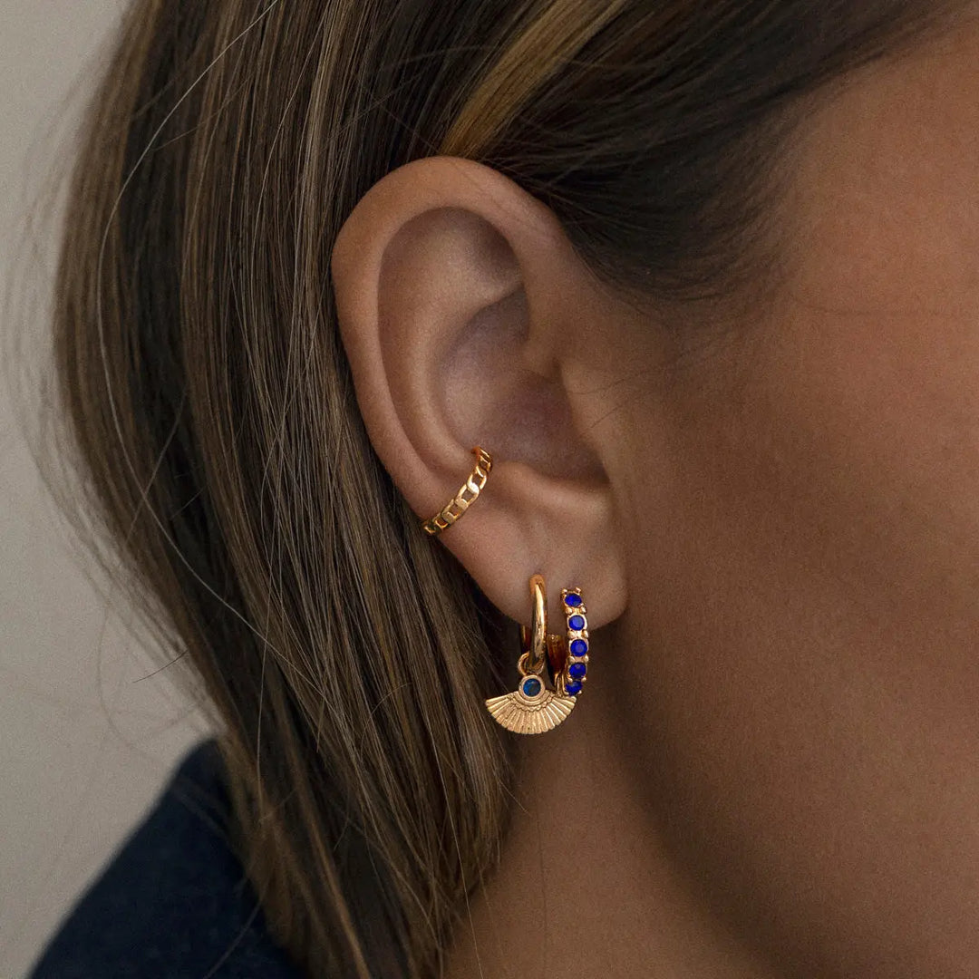 Crystal Hoop Earring with Fan Pendant