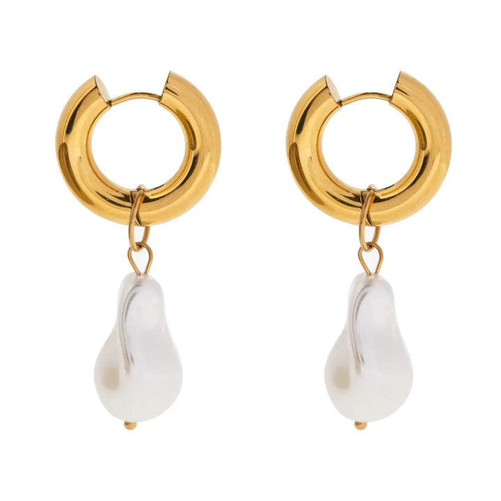 Cora - Large Pearl Hoop Earrings